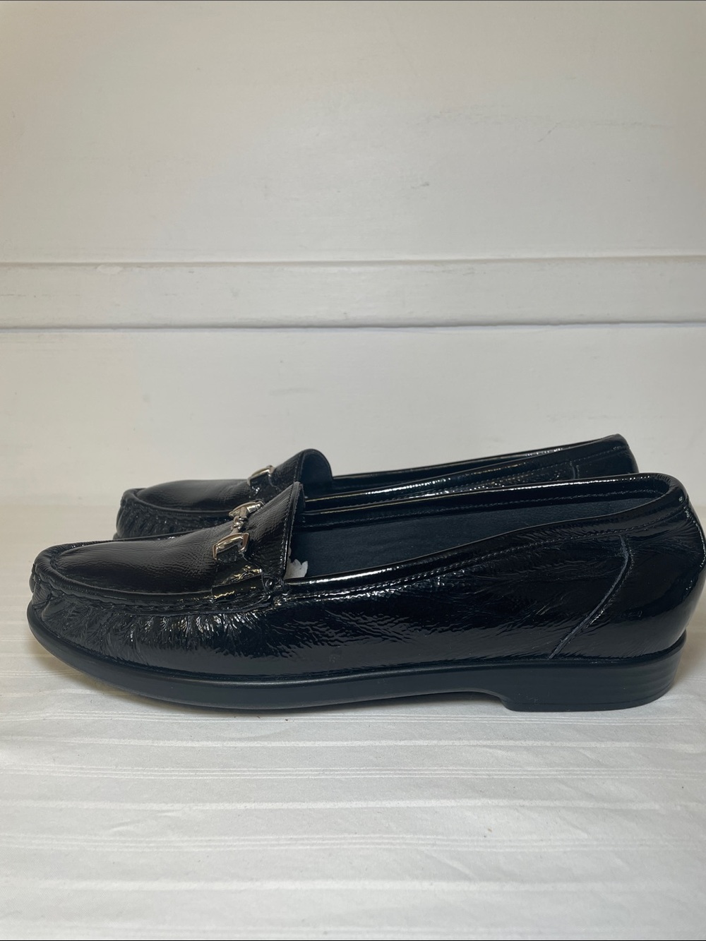 SAS Metro Black Patent Slip On Loafer handmade comfort shoes women’s size 8.5
